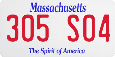 MA license plate 305SO4