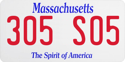 MA license plate 305SO5