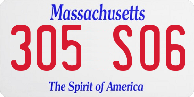 MA license plate 305SO6