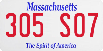 MA license plate 305SO7