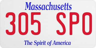 MA license plate 305SP0