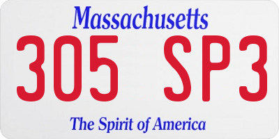 MA license plate 305SP3