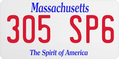 MA license plate 305SP6