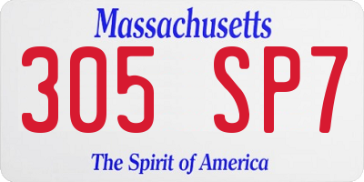MA license plate 305SP7