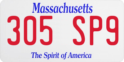 MA license plate 305SP9