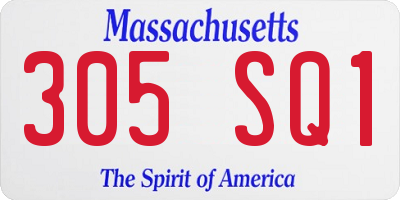MA license plate 305SQ1