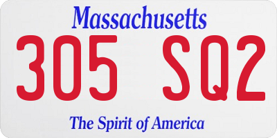 MA license plate 305SQ2