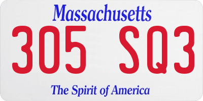 MA license plate 305SQ3