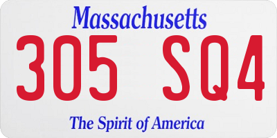 MA license plate 305SQ4