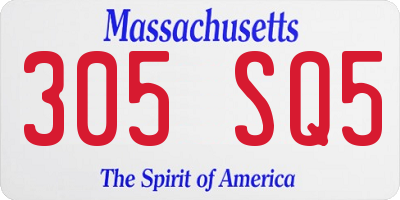 MA license plate 305SQ5
