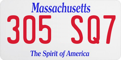 MA license plate 305SQ7