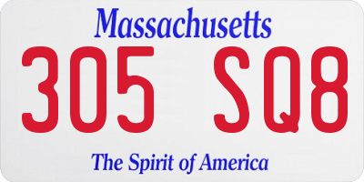 MA license plate 305SQ8