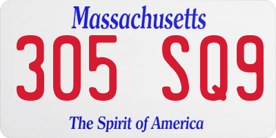 MA license plate 305SQ9