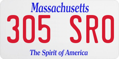 MA license plate 305SR0