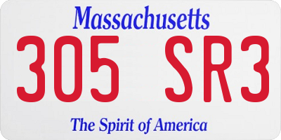 MA license plate 305SR3