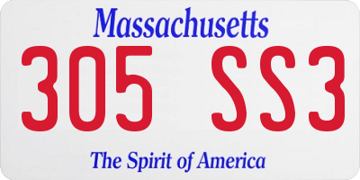 MA license plate 305SS3