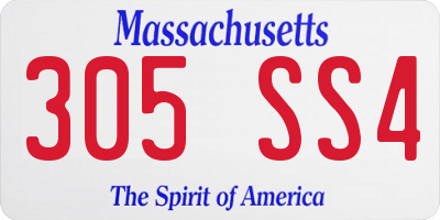 MA license plate 305SS4