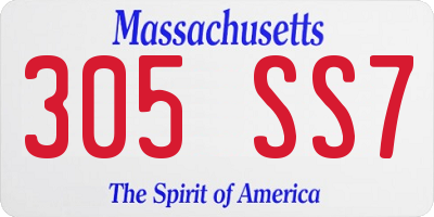 MA license plate 305SS7