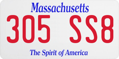 MA license plate 305SS8