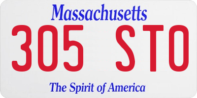 MA license plate 305ST0