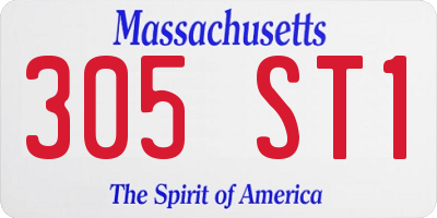 MA license plate 305ST1