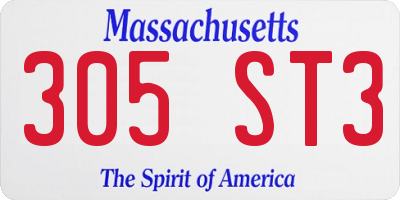 MA license plate 305ST3