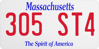 MA license plate 305ST4