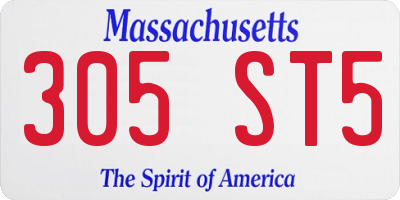 MA license plate 305ST5