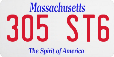 MA license plate 305ST6