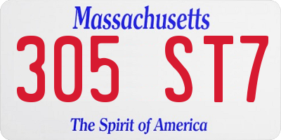 MA license plate 305ST7