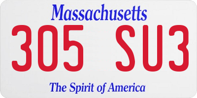 MA license plate 305SU3