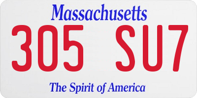 MA license plate 305SU7