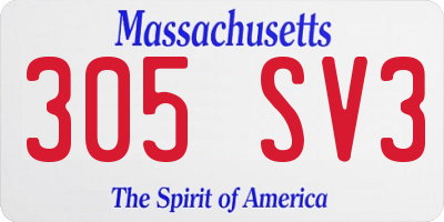 MA license plate 305SV3