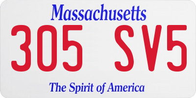 MA license plate 305SV5