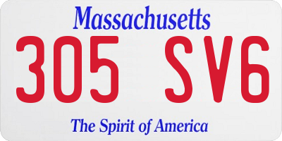 MA license plate 305SV6