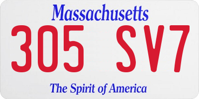 MA license plate 305SV7