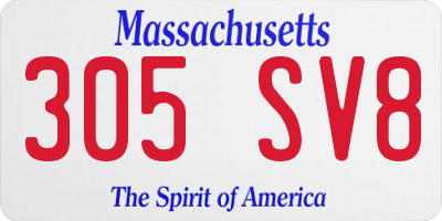 MA license plate 305SV8