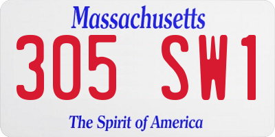 MA license plate 305SW1