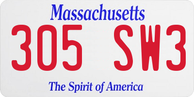 MA license plate 305SW3