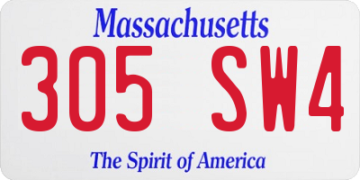 MA license plate 305SW4