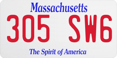 MA license plate 305SW6