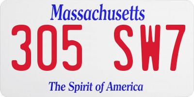 MA license plate 305SW7