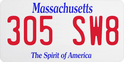 MA license plate 305SW8