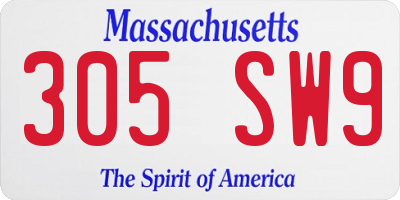 MA license plate 305SW9