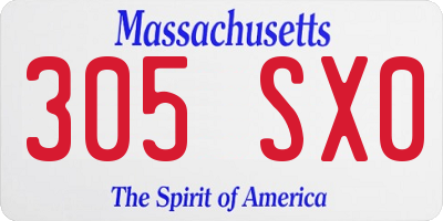 MA license plate 305SX0