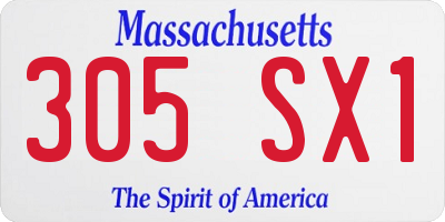 MA license plate 305SX1