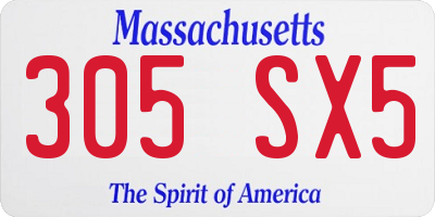 MA license plate 305SX5