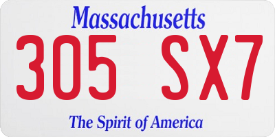 MA license plate 305SX7