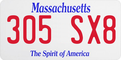 MA license plate 305SX8