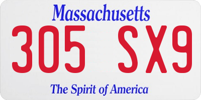 MA license plate 305SX9